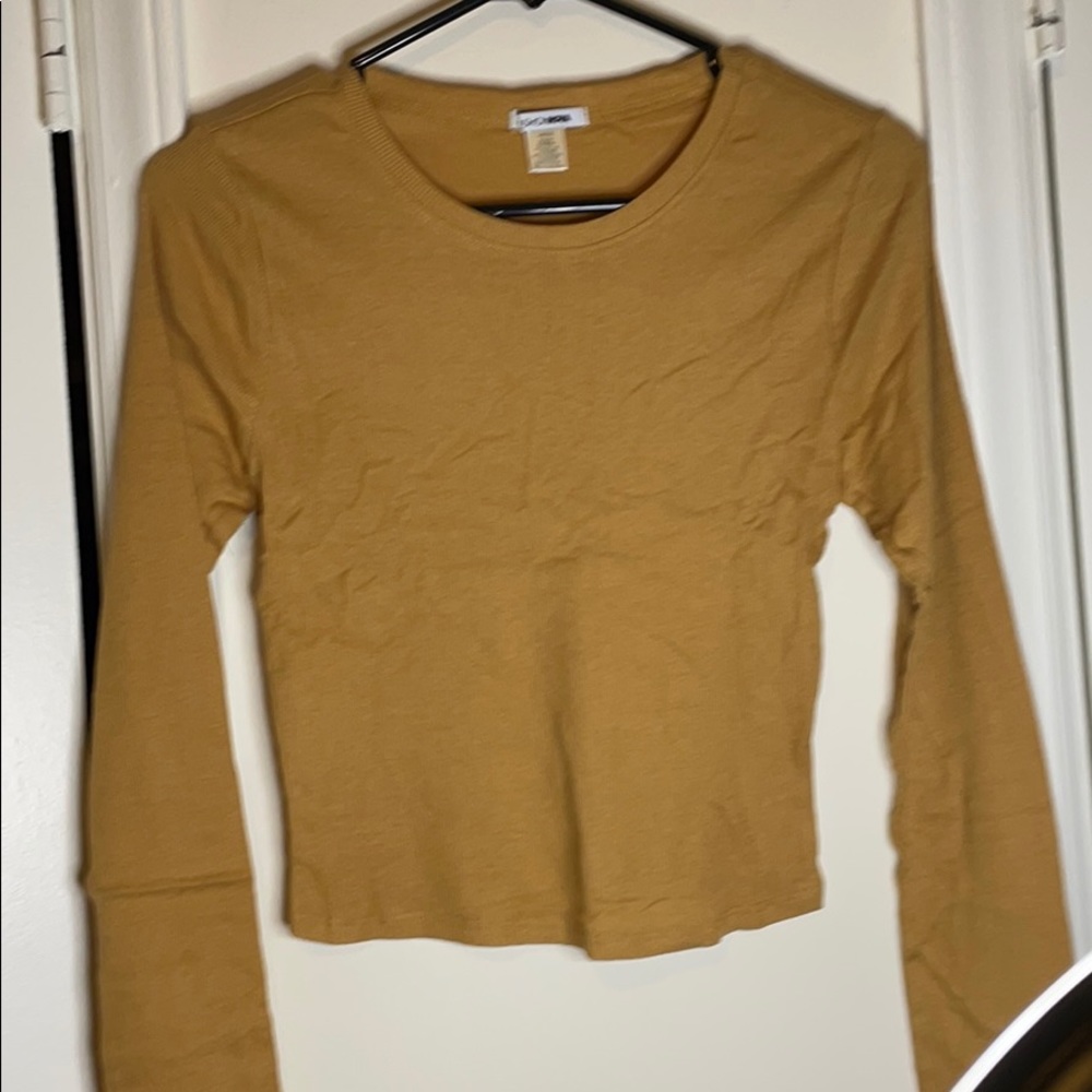 Mustard Ribbed Crop Top L